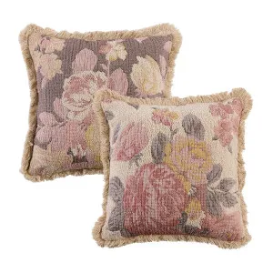 Muse Nara Floral Boucle Reversible Cushion Natural/Berry by Muse, a Cushions, Decorative Pillows for sale on Style Sourcebook
