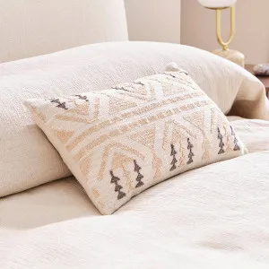 Muse Cruz Embroidered Oblong Cushion Natural by Muse, a Cushions, Decorative Pillows for sale on Style Sourcebook