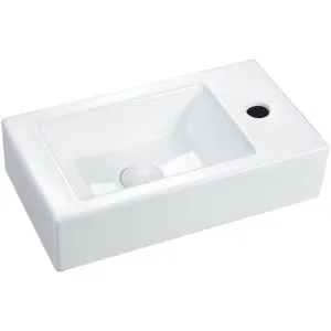 BT Marki Wall Mounted Basin 1TH RHB Gloss White with Overflow 460x255 by BEAUMONTS, a Basins for sale on Style Sourcebook