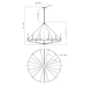 CLA Funale Rustic 12 Light Solid Wood Chandelier with Iron Hardware - Natural Wood and Oil Rubbed Bronze by Compact Lamps Australia, a Chandeliers for sale on Style Sourcebook