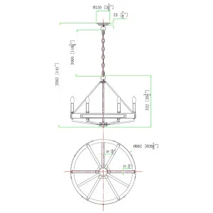 CLA Funale Rustic 6 Light Solid Wood Chandelier with Iron Hardware - Oak Wood and Satin Brass by Compact Lamps Australia, a Chandeliers for sale on Style Sourcebook