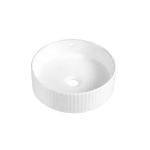 BT Arial Fluted Round Vessel Basin NTH Matte White with Overflow 360 by BEAUMONTS, a Basins for sale on Style Sourcebook