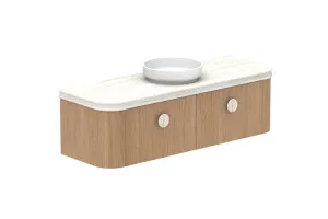 Surry 1500 Wall Hung Centre Bowl, Wall Hung, Boston Oak, 60mm Curved Royale Benchtop Upgrade by ADP, a Vanities for sale on Style Sourcebook