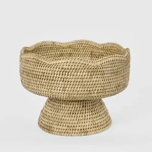 Paume Scallop Rattan Fruit Bowl on Stand Natural ETA 20/01/2026 by Florabelle Living, a Salad Bowls & Servers for sale on Style Sourcebook
