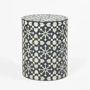 Adina Bone Inlay Side Table Grey White by Florabelle Living, a Side Table for sale on Style Sourcebook
