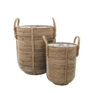 Set of 2 Rattan Playa Baskets Striped by Florabelle Living, a Baskets & Boxes for sale on Style Sourcebook