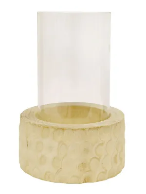 Ripple Carved Wood & Glass Candle Holder Natural 30CM by Robert Mark, a Candle Holders for sale on Style Sourcebook