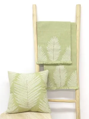 Laguna Embroidered Linen Table Runner Sage & Natural 220X35CM by Robert Mark, a Table Cloths & Runners for sale on Style Sourcebook