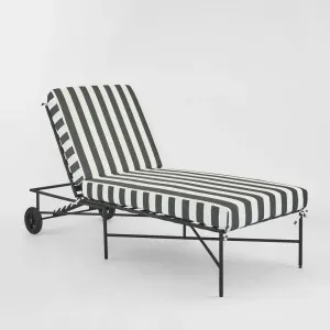 Sheffield Sunlounge Outdoor Bed Iron B/W Stripe Cushion PRE ORDER ETA 10/03/2026 by Florabelle Living, a Outdoor Sunbeds & Daybeds for sale on Style Sourcebook