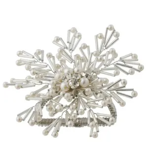 Set of 4 Beaded Pearl Napkin Ring Acrylic 10x10cm Silver by Coast to Coast, a Napkins for sale on Style Sourcebook