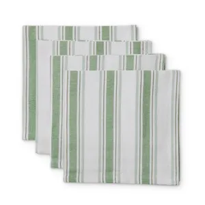 Fern Green/Blue Stripe Cotton Napkin Set 4 by Madras Link, a Napkins for sale on Style Sourcebook