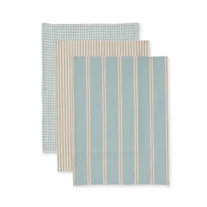 Pack of 3 Woven Blue/Toffee Teatowel by Madras Link, a Tea Towels for sale on Style Sourcebook