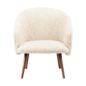 De La Espada Saia Lounge Chair - Danish Oiled Walnut and Mohawi Curly Sheepskin Upholstery 407DOWMCWOOL by De La Espada, a Chairs for sale on Style Sourcebook