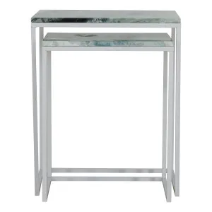 Avery Nest of Tables in Jade Green Marble / White Powdercoated Iron by OZ Design, a Side Table for sale on Style Sourcebook