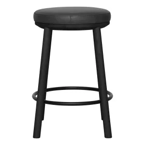 Vega Bar Stool in Jersey Leather Black / Black by OZ Design, a Bar Stools for sale on Style Sourcebook