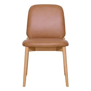 Matteo Dining Chair in Urbane Leather Light Brown / Oak by OZ Design, a Dining Chairs for sale on Style Sourcebook