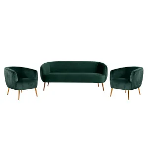 Evelyn 4 Seater Velvet Sofa Set in Dark Green by Luxo Furniture, a Sofas for sale on Style Sourcebook