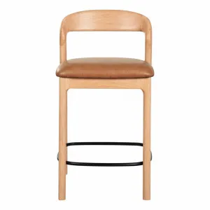 Aruba Bar Chair in Urbane Leather Light Brown / Oak by OZ Design, a Bar Stools for sale on Style Sourcebook