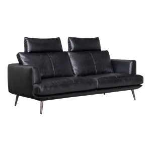 Delma 2.5 Seater Leather Sofa w Removable Headrests, Ebony Black by Schots, a Sofas for sale on Style Sourcebook