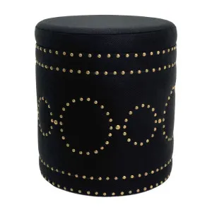 Bradshaw Round Storage Stool - Black Linen by CAFE Lighting & Living, a Ottomans for sale on Style Sourcebook