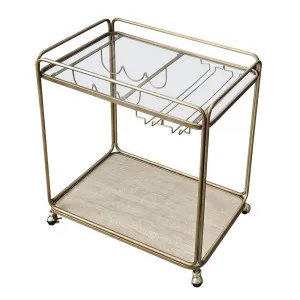 Wentworth Rectangle Bar Cart - Antique Gold by CAFE Lighting & Living, a Sideboards, Buffets & Trolleys for sale on Style Sourcebook