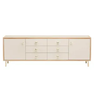 De La Espada Classon Sideboard 2 Door x 6 Drawer - White Oiled Oak and Bone Satin Matte 052MWOOBSM by De La Espada, a Storage Units for sale on Style Sourcebook
