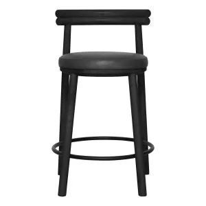 Vega Bar Chair in Jersey Leather Black / Black by OZ Design, a Bar Stools for sale on Style Sourcebook