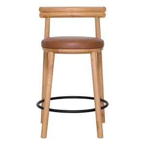 Vega Bar Chair in Jersey Leather Camel / Oak Clear by OZ Design, a Bar Stools for sale on Style Sourcebook