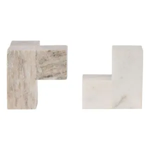 Sachi Bookends Set of 2 12x12cm in White / Beige by OZ Design, a Desk Decor for sale on Style Sourcebook