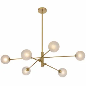 Telbix Gaston 6 Light Grand Pendant with Sculptural Antique Gold Frame - Frost Tear by Telbix, a Lighting for sale on Style Sourcebook