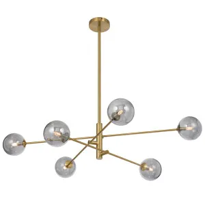 Telbix Gaston 6 Light Grand Pendant with Sculptural Antique Gold Frame - Smoke by Telbix, a Lighting for sale on Style Sourcebook