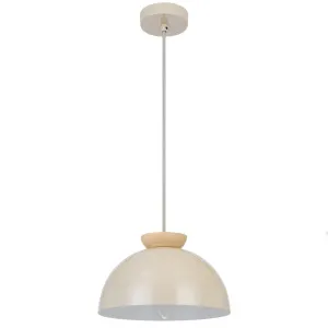 Telbix Sovin Modern Dome Pendant with Natural Oak Accent - Small by Telbix, a Lighting for sale on Style Sourcebook