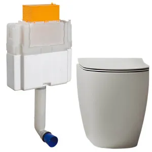 Studio Bagno Futura Wall Faced Toilet Package with Expert Evo Pneumatic Cistern - Matte White MW-FUT002-002-PN by Studio Bagno, a Toilets & Bidets for sale on Style Sourcebook