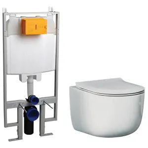 Studio Bagno Futura Wall Hung Toilet Package with OLI 74 Frame Mechanical Cistern - Matte White MW-FUT003-001-MC by Studio Bagno, a Toilets & Bidets for sale on Style Sourcebook