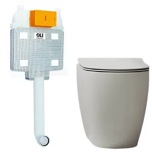 Studio Bagno Futura Wall Faced Toilet Package with OLI 74 Pneumatic Cistern - Gloss White FUT002-001-PN by Studio Bagno, a Toilets & Bidets for sale on Style Sourcebook