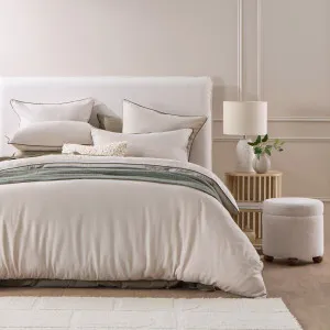 Pillow Talk Piped Washed Linen Look Quilt Cover Set Stone by Pillow Talk, a Quilt Covers for sale on Style Sourcebook