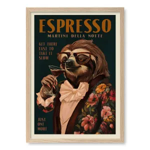 Espresso Martini Sloth Framed Art Print by Profile Australia, a Prints for sale on Style Sourcebook
