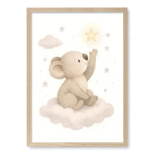 Baby Koala Reaching for Stars Framed Art Print by Profile Australia, a Prints for sale on Style Sourcebook