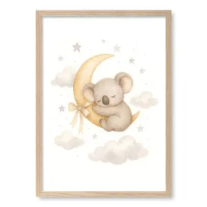 Baby Koala Sleeping Moon Framed Art Print by Profile Australia, a Prints for sale on Style Sourcebook