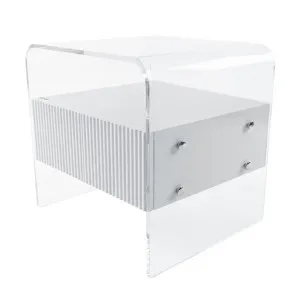 Solenne Fluted Acrylic Bedside Table in White by Luxo Furniture, a Bedside Tables for sale on Style Sourcebook