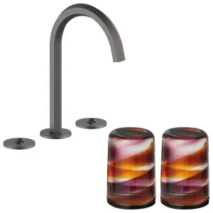 Fantini Venezia by Venini Amethyst Amber Handle Basin Set - Matte Gunmetal PVD VENBS704MGMVNCM by Fantini, a Kitchen Taps & Mixers for sale on Style Sourcebook