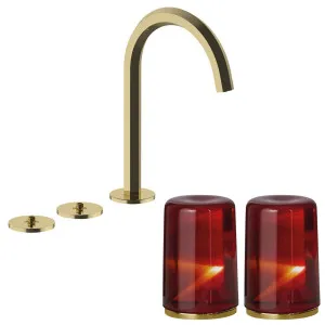 Fantini Venezia by Venini Red Amber Handle Tall Basin Set - Gold Plus VENBS705GPLVNCO by Fantini, a Kitchen Taps & Mixers for sale on Style Sourcebook