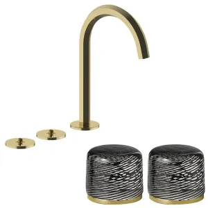 Fantini Venezia by Venini Black Filigree Handle Tall Basin Set - Gold Plus VENBS705GPLVNCQ by Fantini, a Kitchen Taps & Mixers for sale on Style Sourcebook