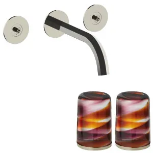 Fantini Venezia by Venini Amethyst Amber Handle Wall Basin Set - Polished Nickel PVD VENWBVENAMPNK by Fantini, a Kitchen Taps & Mixers for sale on Style Sourcebook