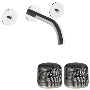 Fantini Venezia by Venini Black Filigree Handle Wall Basin Set - Chrome VENWBVENBFCHR by Fantini, a Kitchen Taps & Mixers for sale on Style Sourcebook