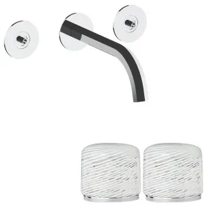 Fantini Venezia by Venini White Filigree Handle Wall Basin Set - Chrome VENWBVENWFCHR by Fantini, a Kitchen Taps & Mixers for sale on Style Sourcebook