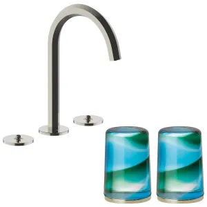 Fantini Venezia by Venini Aquamarine Green Handle Basin Set - Polished Nickel PVD VENBS704PNKVNCN by Fantini, a Kitchen Taps & Mixers for sale on Style Sourcebook