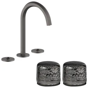 Fantini Venezia by Venini Black Filigree Handle Basin Set - Matte Gunmetal PVD VENBS704MGMVNCQ by Fantini, a Kitchen Taps & Mixers for sale on Style Sourcebook