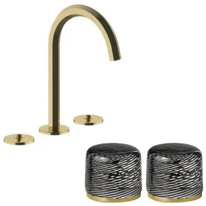 Fantini Venezia by Venini Black Filigree Handle Basin Set - Gold Plus VENBS704GPLVNCQ by Fantini, a Kitchen Taps & Mixers for sale on Style Sourcebook