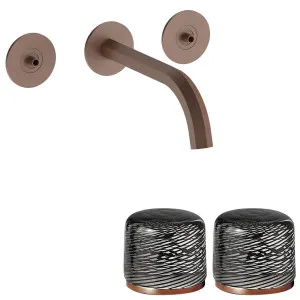 Fantini Venezia by Venini Black Filigree Handle Wall Basin Set - Matte Copper PVD VENWBVENBFMCP by Fantini, a Kitchen Taps & Mixers for sale on Style Sourcebook